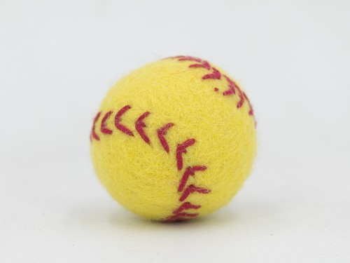 3cm, 4cm & 6cm White and Yellow Felt Baseball