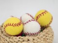3cm, 4cm & 6cm White and Yellow Felt Baseball