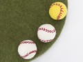 3cm, 4cm & 6cm White and Yellow Felt Baseball