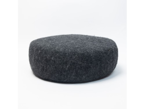 Handcrafted Black Round Felt Pouf