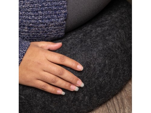 Handcrafted Black Round Felt Pouf