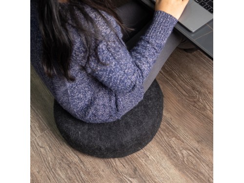Handcrafted Black Round Felt Pouf