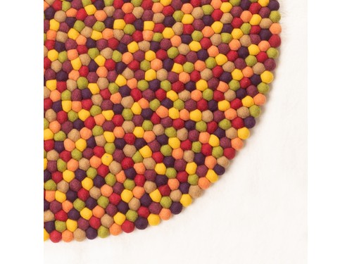 Multicolor Round Felt Ball Rug