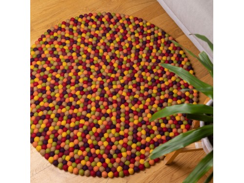 Multicolor Round Felt Ball Rug