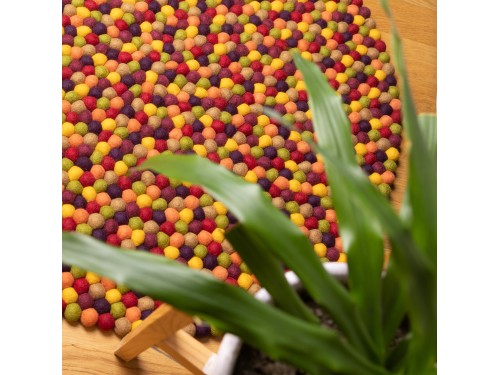 Multicolor Round Felt Ball Rug