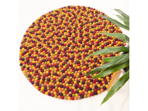 Multicolor Round Felt Ball Rug