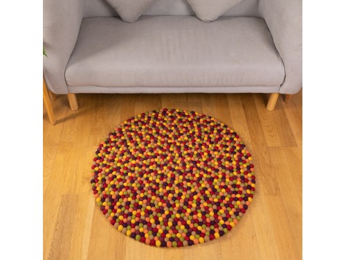 Multicolor Round Felt Ball Rug
