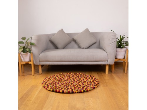 Multicolor Round Felt Ball Rug