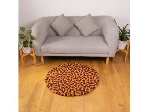 Multicolor Round Felt Ball Rug