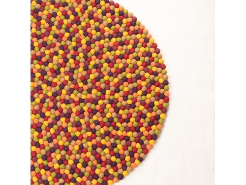 Multicolor Round Felt Ball Rug
