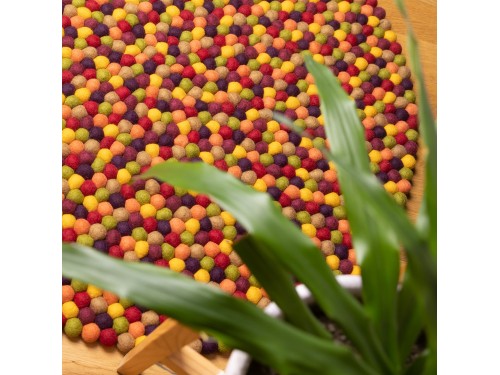 Multicolor Round Felt Ball Rug