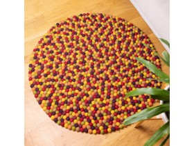 Multicolor Round Felt Ball Rug