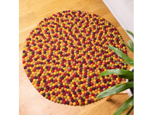 Multicolor Round Felt Ball Rug