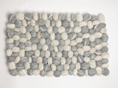 Gray and White Felt Pebble Rug