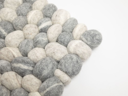Gray and White Felt Pebble Rug