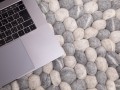 Gray and White Felt Pebble Rug