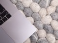 Gray and White Felt Pebble Rug