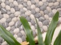 Gray and White Felt Pebble Rug
