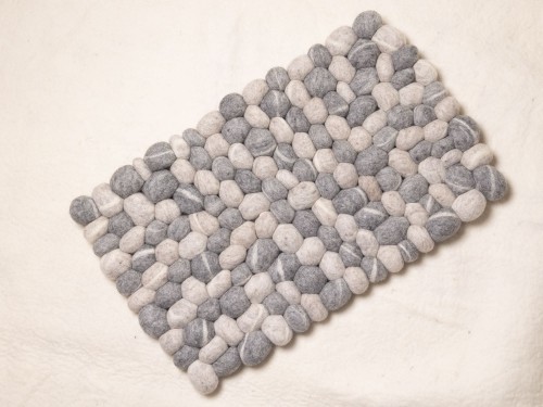 Gray and White Felt Pebble Rug