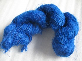 Curious Blue color Recycled silk yarn Grade B