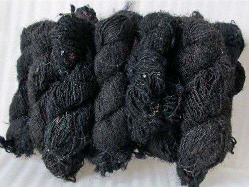 Handspun Pure Black Silk Yarn