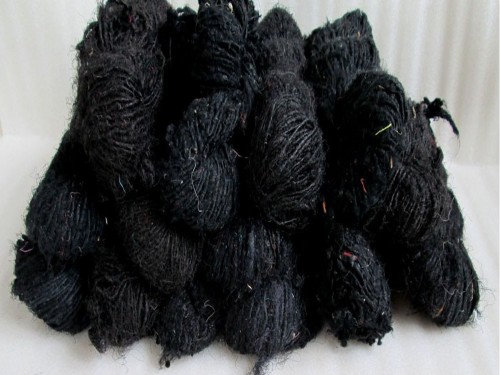 Handspun Pure Black Silk Yarn
