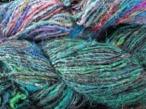 Finest Recycled Silk Yarn Bluish Color