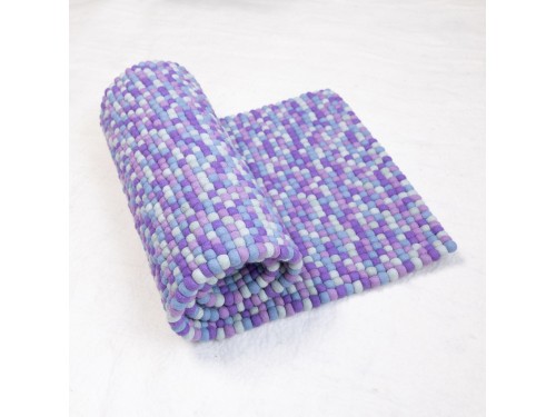 Handcrafted Purplish Mosaic Felt Ball Rug