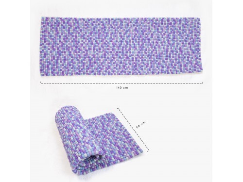 Handcrafted Purplish Mosaic Felt Ball Rug