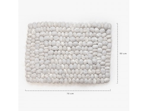 Light Grey Color Felt Pebble Rug