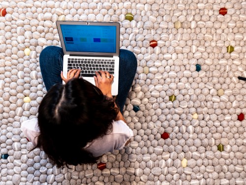 Playful Multicolor White Felt Pebble Rug