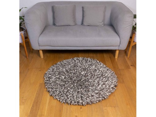 Grey Felt Round Shag Rug