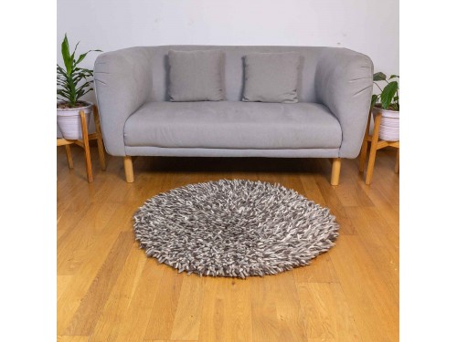 Grey Felt Round Shag Rug