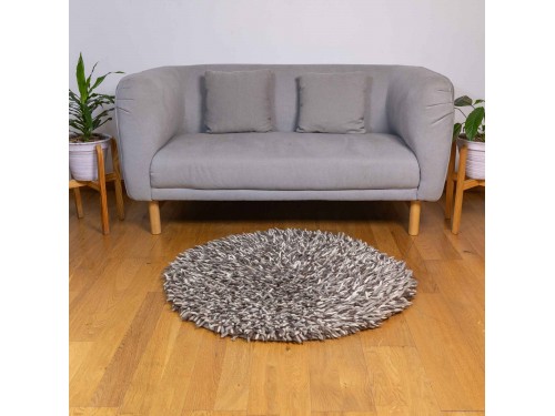 Grey Felt Round Shag Rug