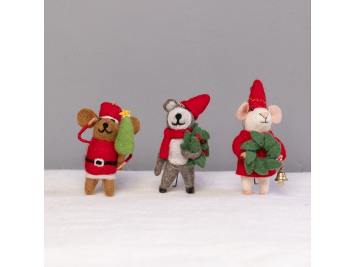 Felt Christmas Mice Ornaments