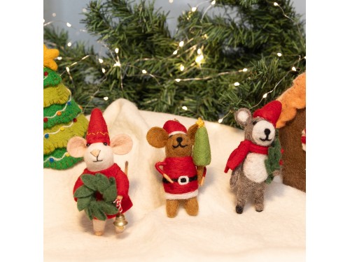 Felt Christmas Mice Ornaments