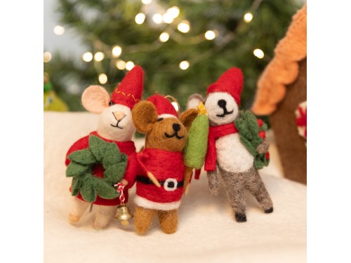 Felt Christmas Mice Ornaments
