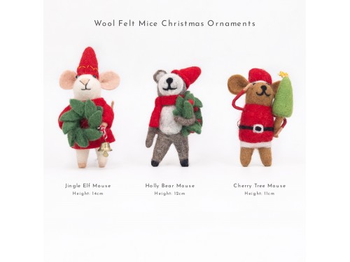 Felt Christmas Mice Ornaments