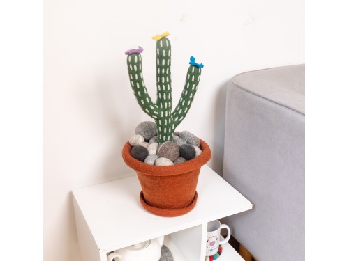 Felt Cactus with Pot and Pebbles, Tea Coasters