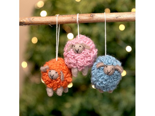 Tiny Wool Felted Sheep Ornament