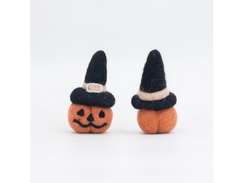 7x4cm Felt Jack O'Lantern with Witch Hat