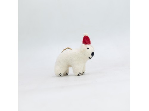 Christmas Felt Bear Wearing Santa Hat