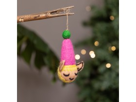 Handmade Felt Elf Head Ornament - Felt and Yarn