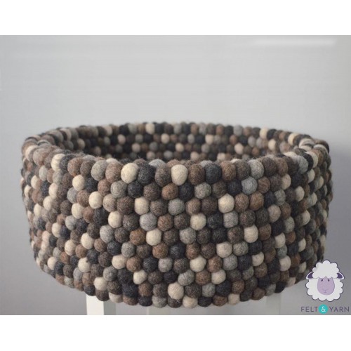 Neutral Shades Round Wool Felt Ball Dog Bed