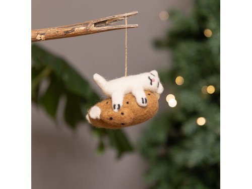 Handmade Felt Cat Hugging Turkey