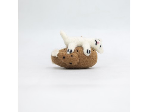 Handmade Felt Cat Hugging Turkey