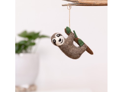 Handmade Felt Sloth Ornament - Felt and Yarn