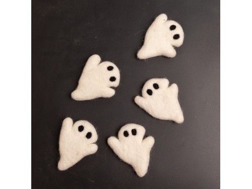 7cm White Felt Halloween Ghost