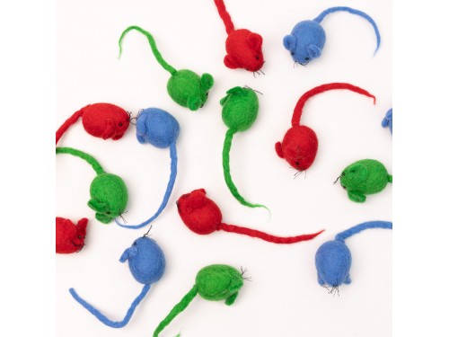 Colorful Handcrafted Felt Mouse Toys - Felt and Yarn