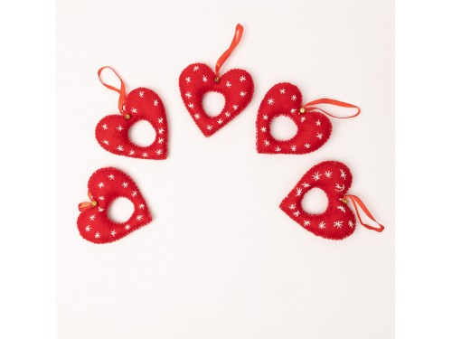 11cm Red Embroidered Felt Heart